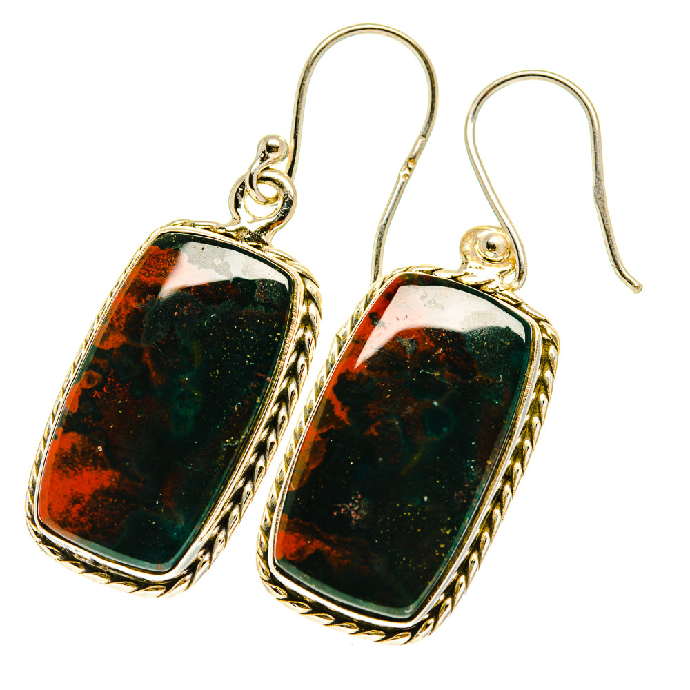 Bloodstone Earrings handcrafted by Ana Silver Co - EARR417333