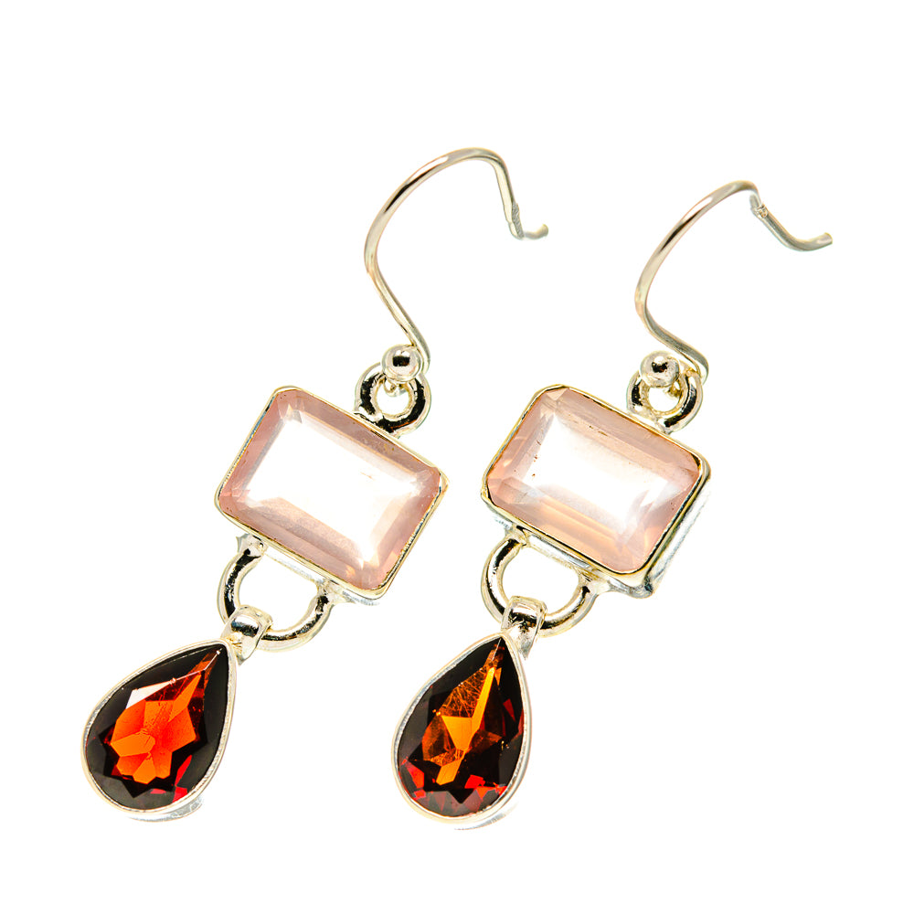 Rose Quartz Earrings handcrafted by Ana Silver Co - EARR417475