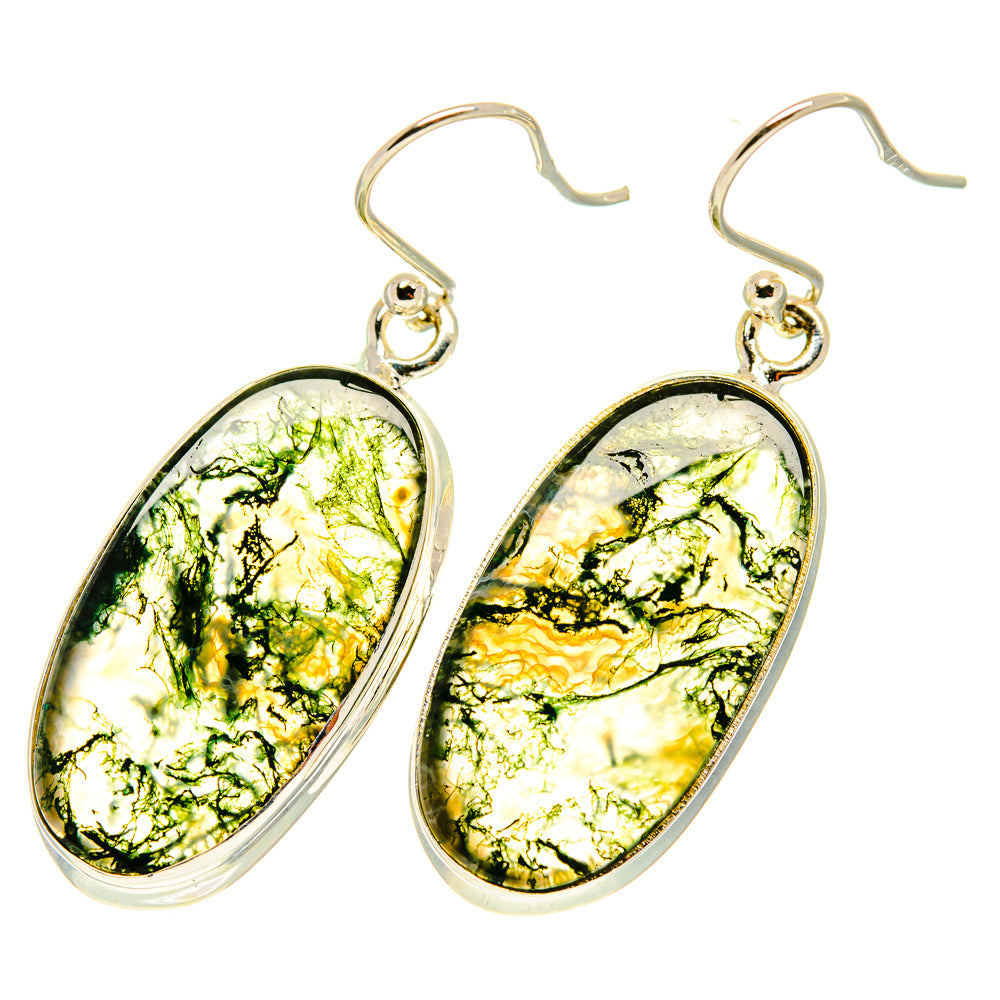 Green Moss Agate Earrings handcrafted by Ana Silver Co - EARR417478