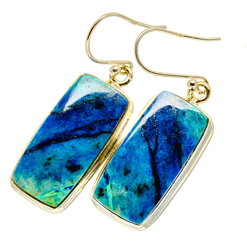 Chrysocolla In Quartz Earrings handcrafted by Ana Silver Co - EARR417519