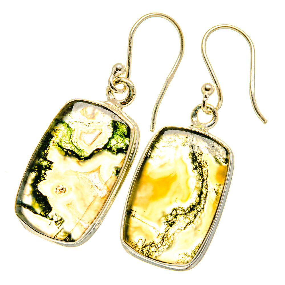 Green Moss Agate Earrings handcrafted by Ana Silver Co - EARR417588