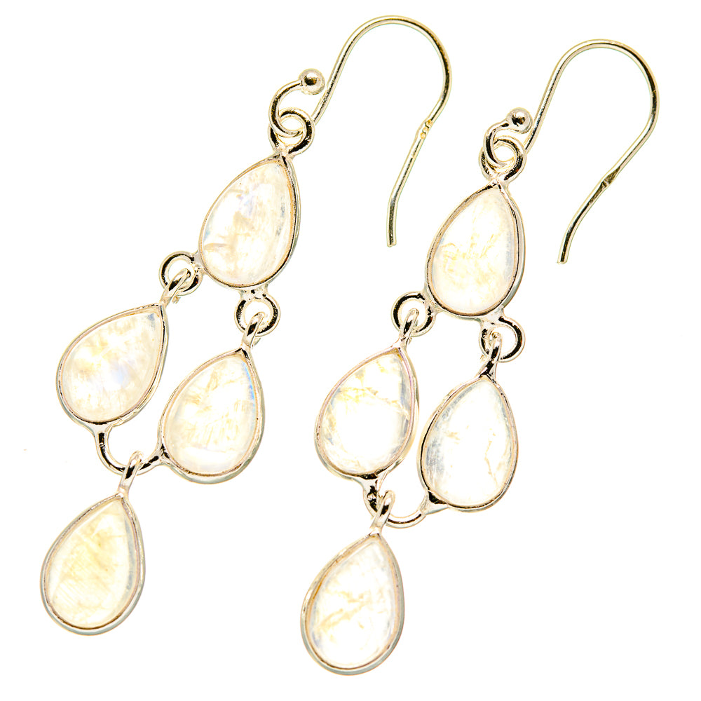 Rainbow Moonstone Earrings handcrafted by Ana Silver Co - EARR417598