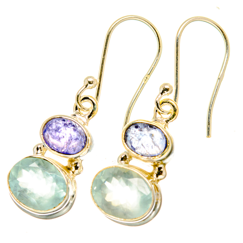 Aqua Chalcedony, Tanzanite Earrings handcrafted by Ana Silver Co - EARR417690