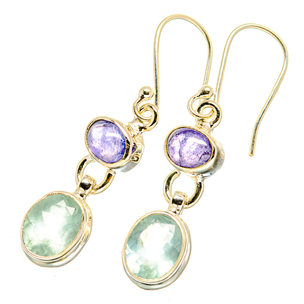 Aqua Chalcedony, Tanzanite Earrings handcrafted by Ana Silver Co - EARR417698