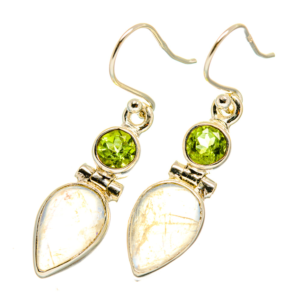 Rainbow Moonstone, Peridot Earrings handcrafted by Ana Silver Co - EARR417700