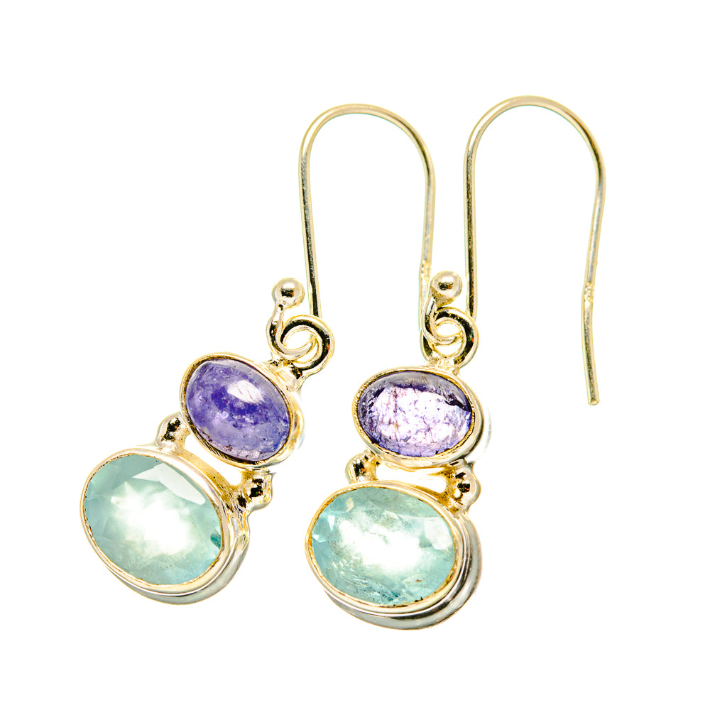 Aqua Chalcedony, Tanzanite Earrings handcrafted by Ana Silver Co - EARR417736