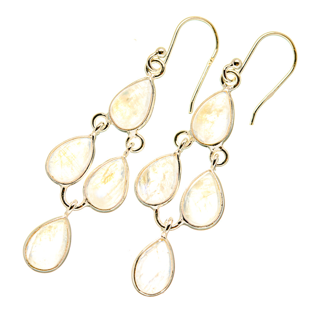Rainbow Moonstone Earrings handcrafted by Ana Silver Co - EARR417884