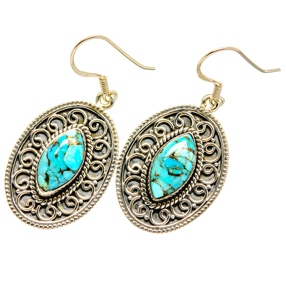 Blue Copper Composite Turquoise Earrings handcrafted by Ana Silver Co - EARR418046
