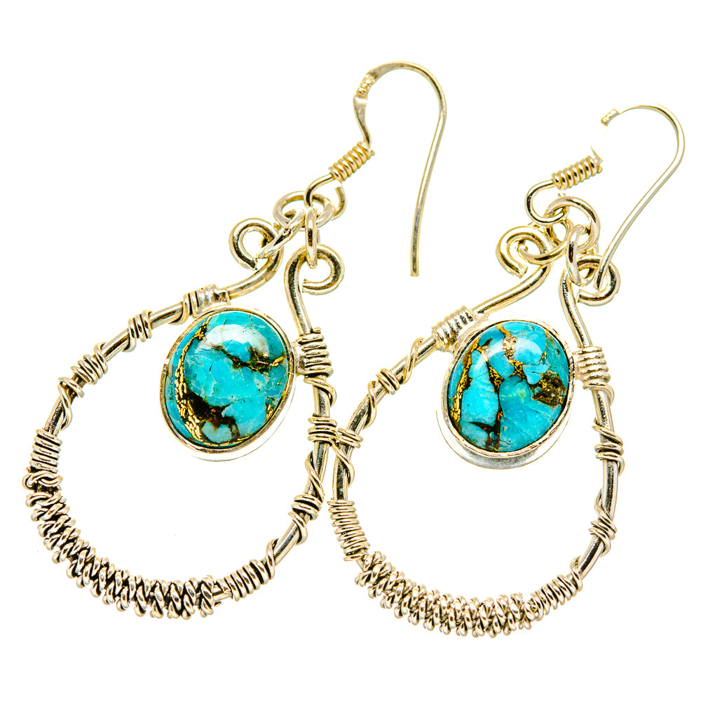 Blue Copper Composite Turquoise Earrings handcrafted by Ana Silver Co - EARR418055