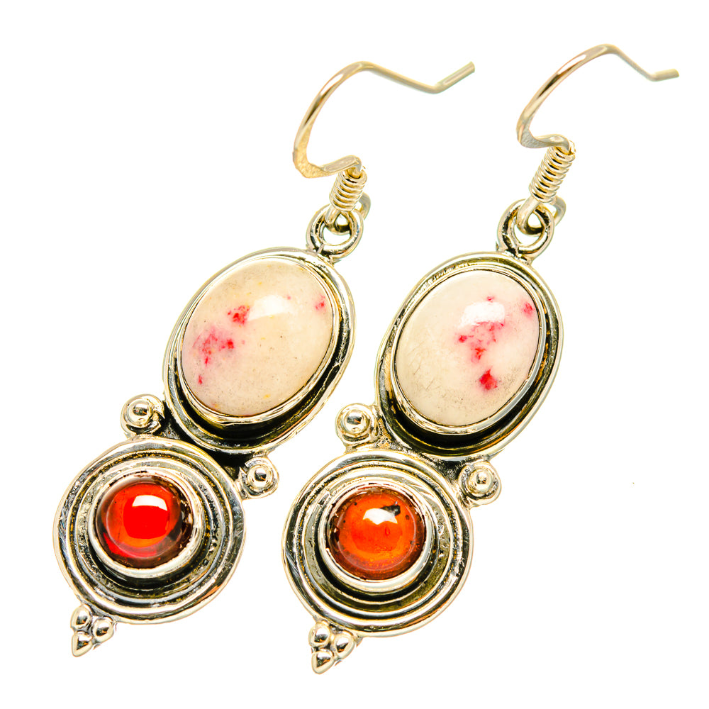 Thulite, Garnet Earrings handcrafted by Ana Silver Co - EARR418128