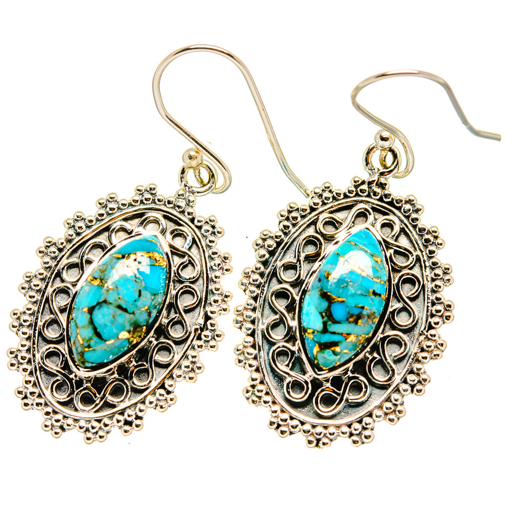 Blue Copper Composite Turquoise Earrings handcrafted by Ana Silver Co - EARR418137