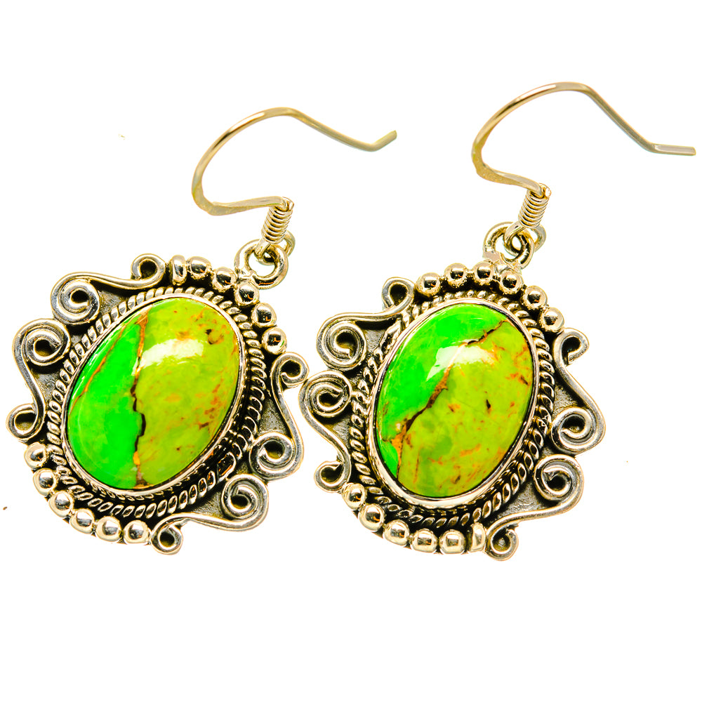 Green Copper Composite Turquoise Earrings handcrafted by Ana Silver Co - EARR418236