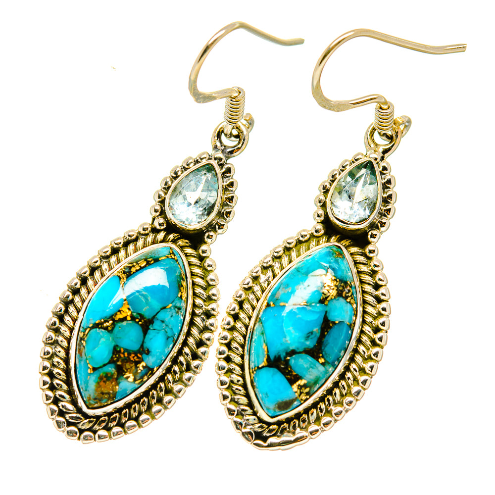 Blue Copper Composite Turquoise Earrings handcrafted by Ana Silver Co - EARR418249