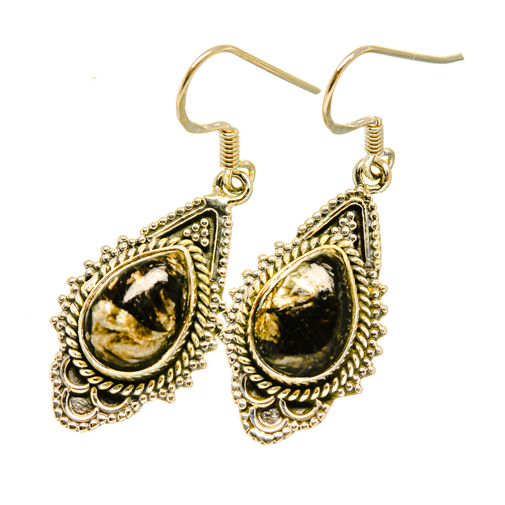 Golden Seraphinite Earrings handcrafted by Ana Silver Co - EARR418257