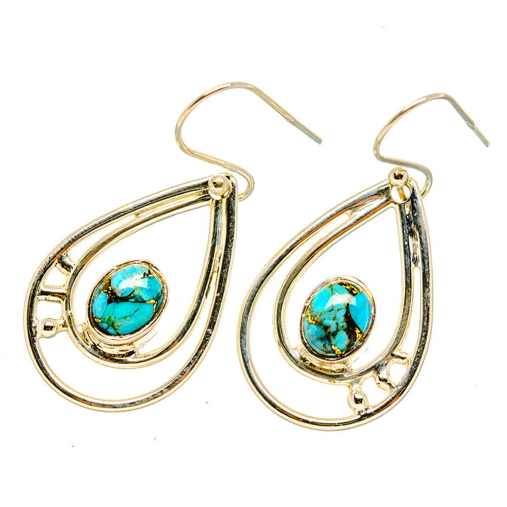 Blue Copper Composite Turquoise Earrings handcrafted by Ana Silver Co - EARR418286
