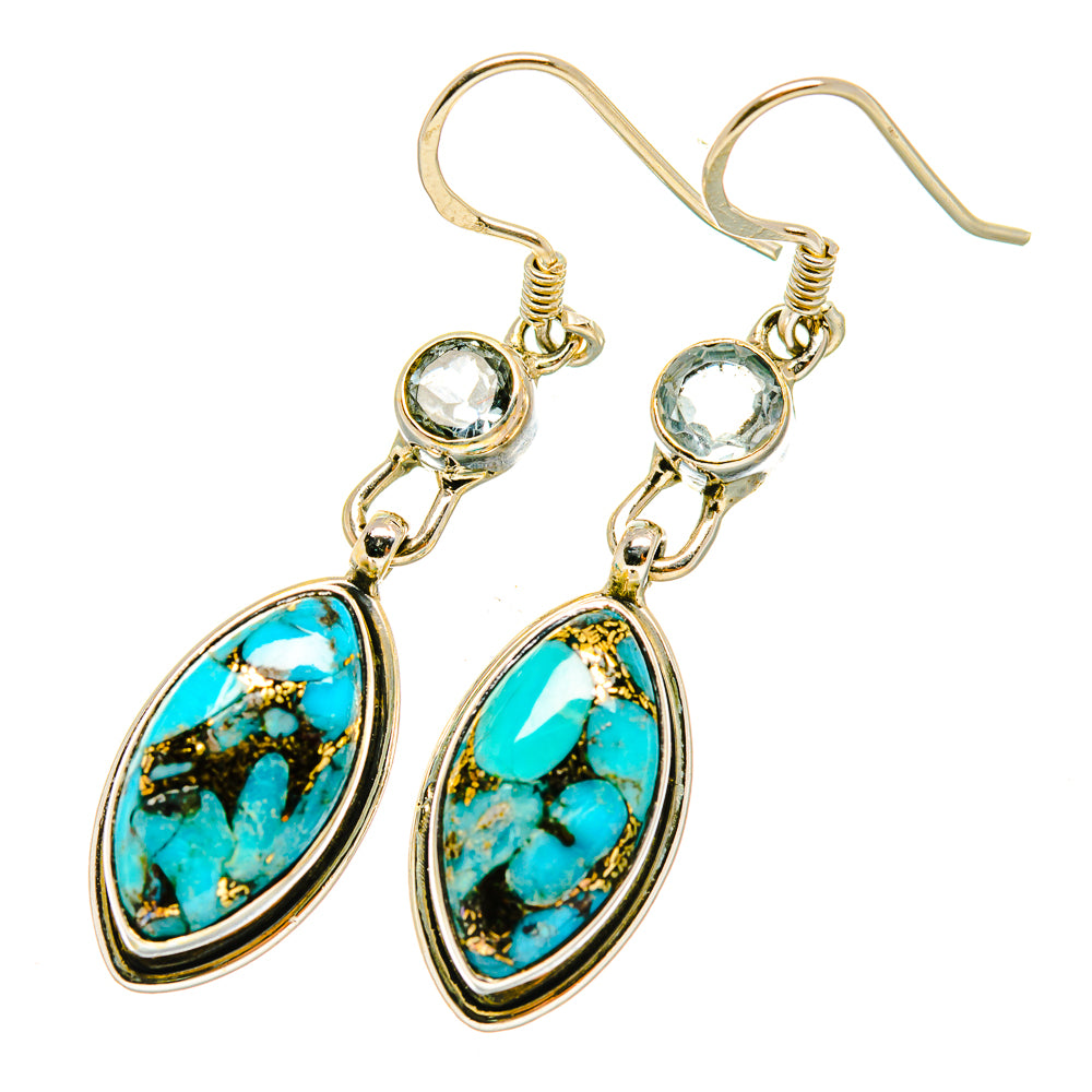 Blue Copper Composite Turquoise Earrings handcrafted by Ana Silver Co - EARR418293