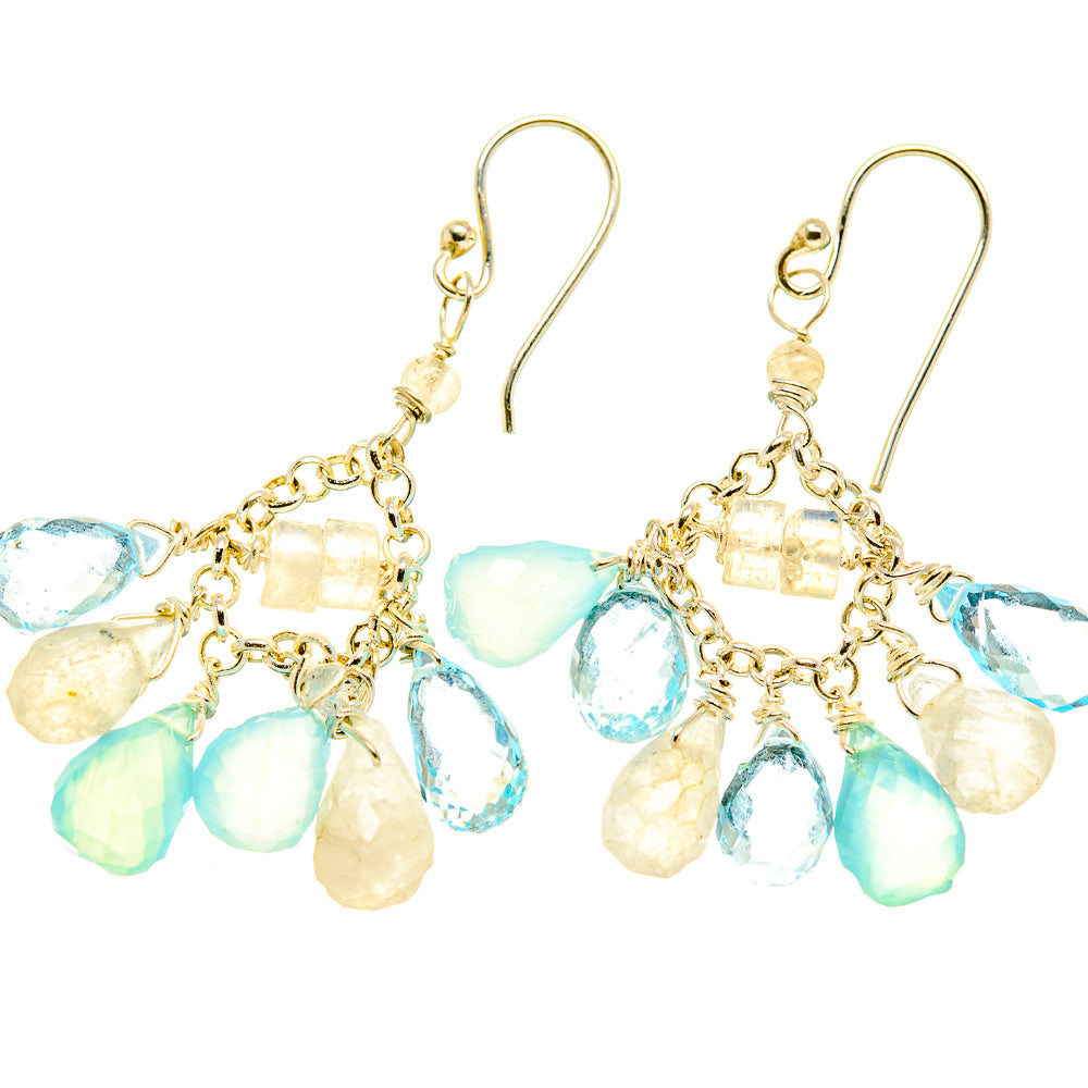 Aqua Chalcedony Earrings handcrafted by Ana Silver Co - EARR418356