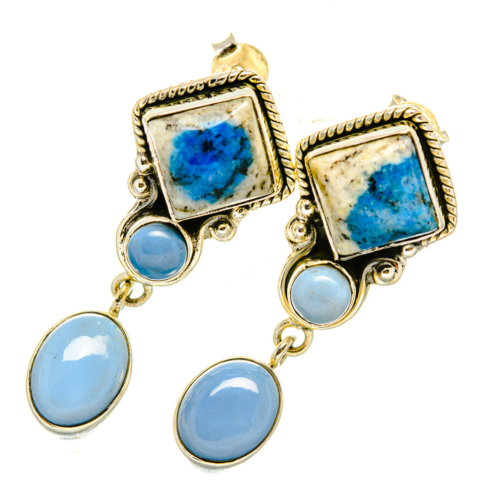 K2 Blue Azurite Earrings handcrafted by Ana Silver Co - EARR418369