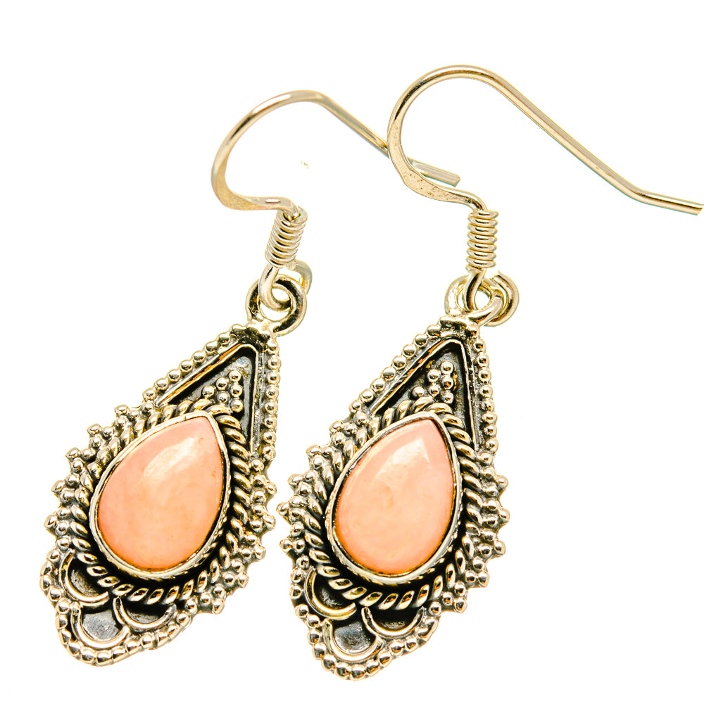 Pink opal teardrop earrings in ornate 925 sterling silver settings