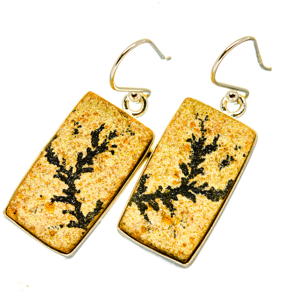 Germany Psilomelane Dendrite Earrings handcrafted by Ana Silver Co - EARR418484