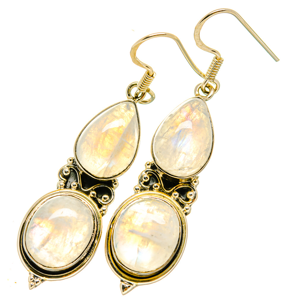 Rainbow Moonstone Earrings handcrafted by Ana Silver Co - EARR418494