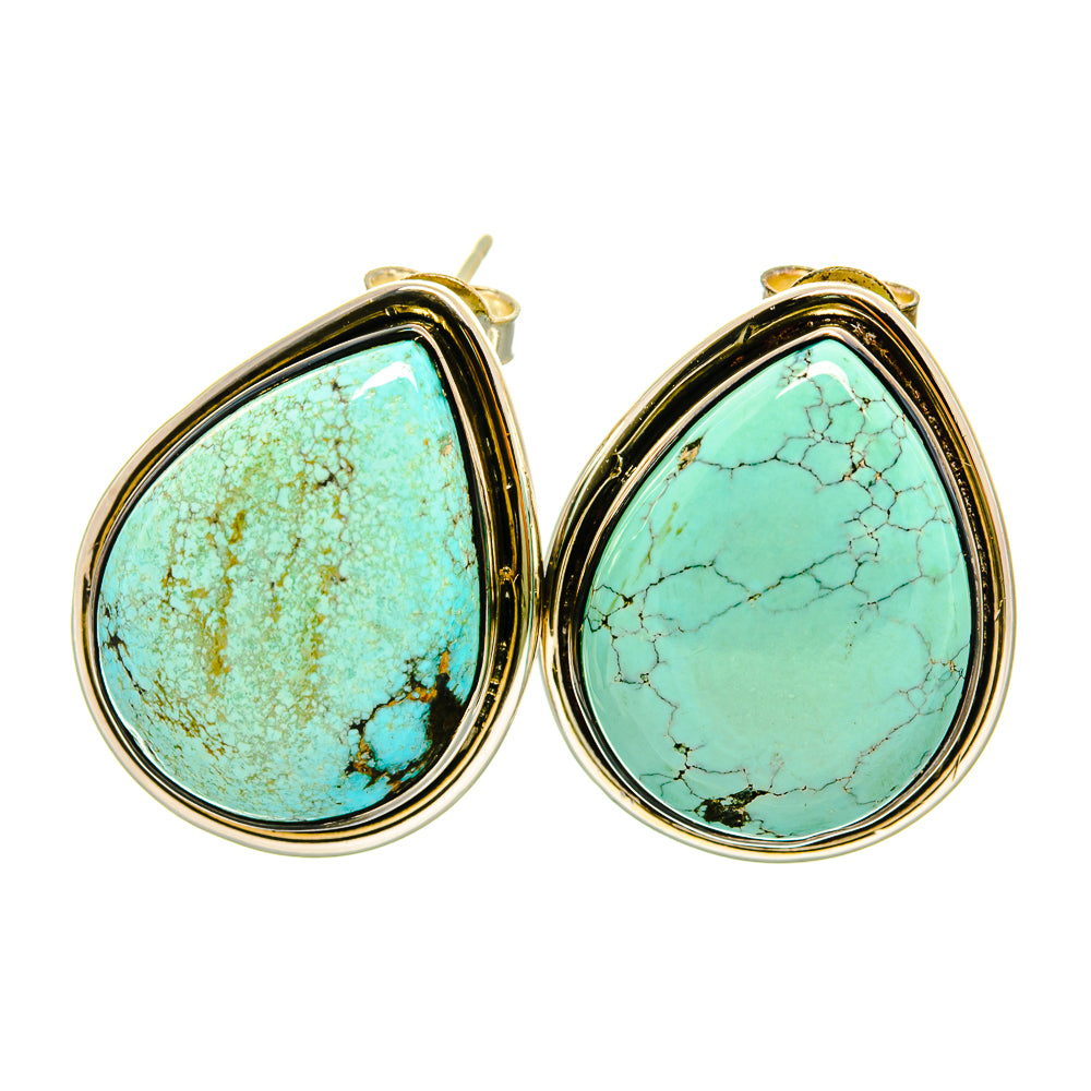 Tibetan Turquoise Earrings handcrafted by Ana Silver Co - EARR418527