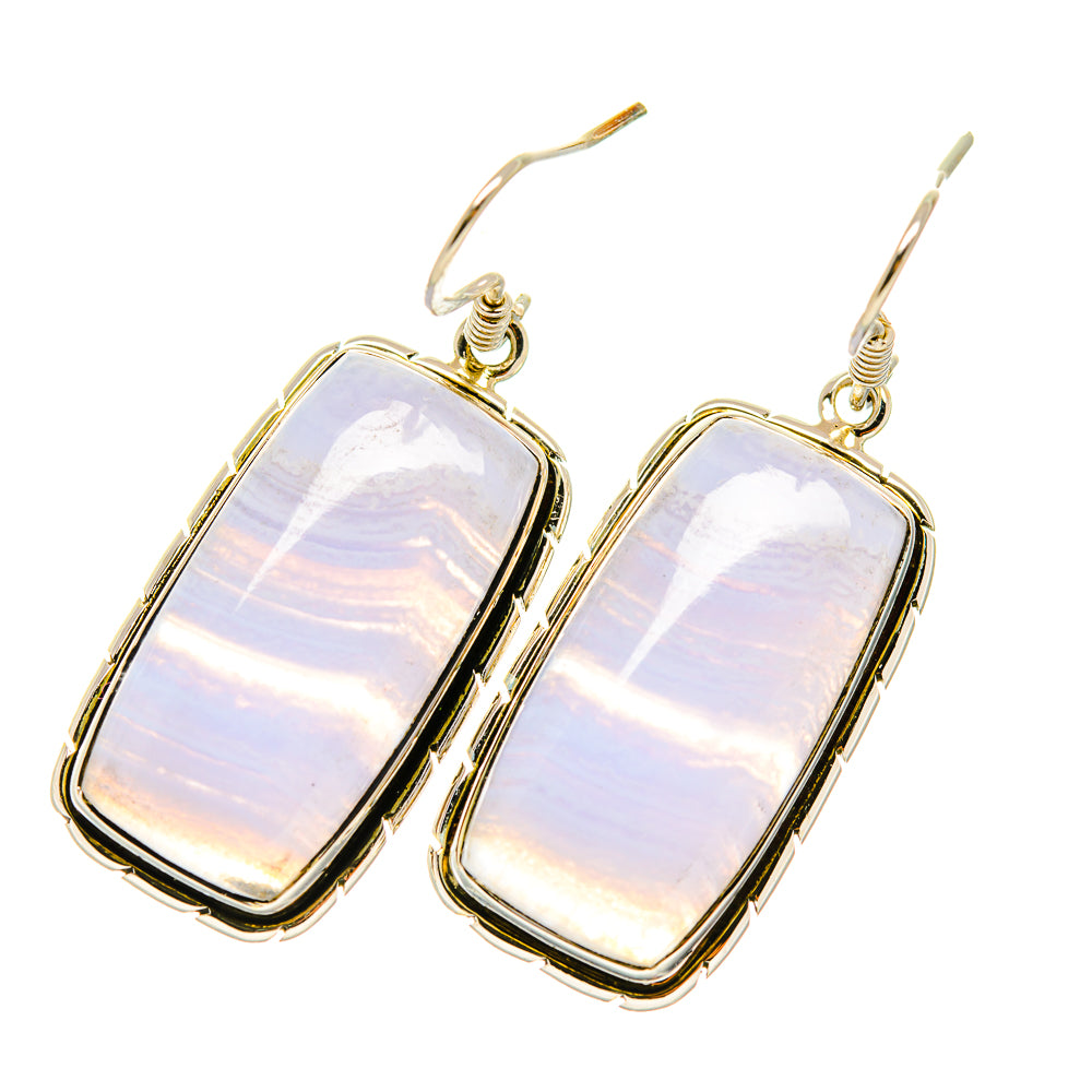 Blue Lace Agate Earrings handcrafted by Ana Silver Co - EARR418594