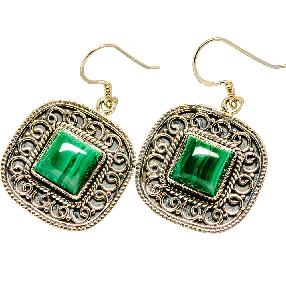 Malachite Earrings handcrafted by Ana Silver Co - EARR418602