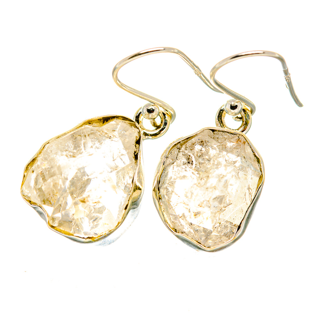 Herkimer diamond drop earrings with irregular faceted crystal bezels and hook backs