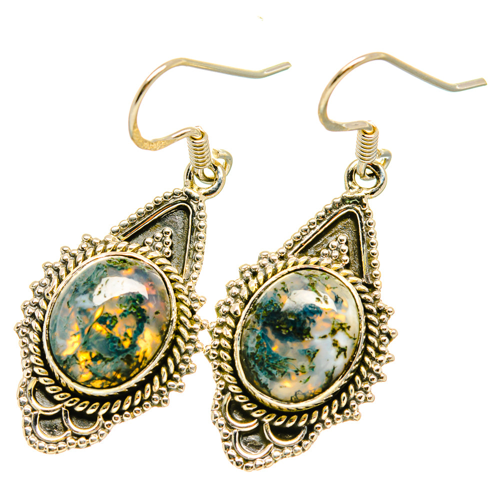 Green Moss Agate Earrings handcrafted by Ana Silver Co - EARR418706