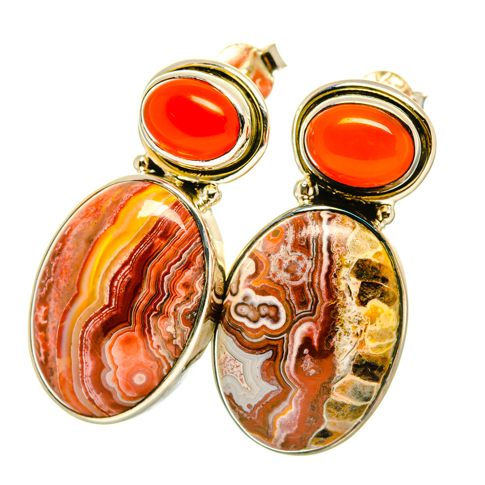 Crazy Lace Agate Earrings handcrafted by Ana Silver Co - EARR418723