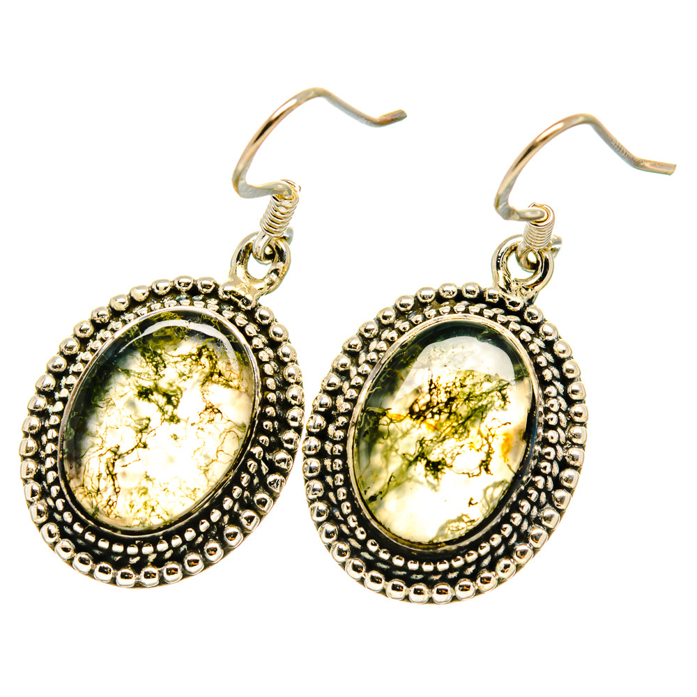 Green Moss Agate Earrings handcrafted by Ana Silver Co - EARR418813