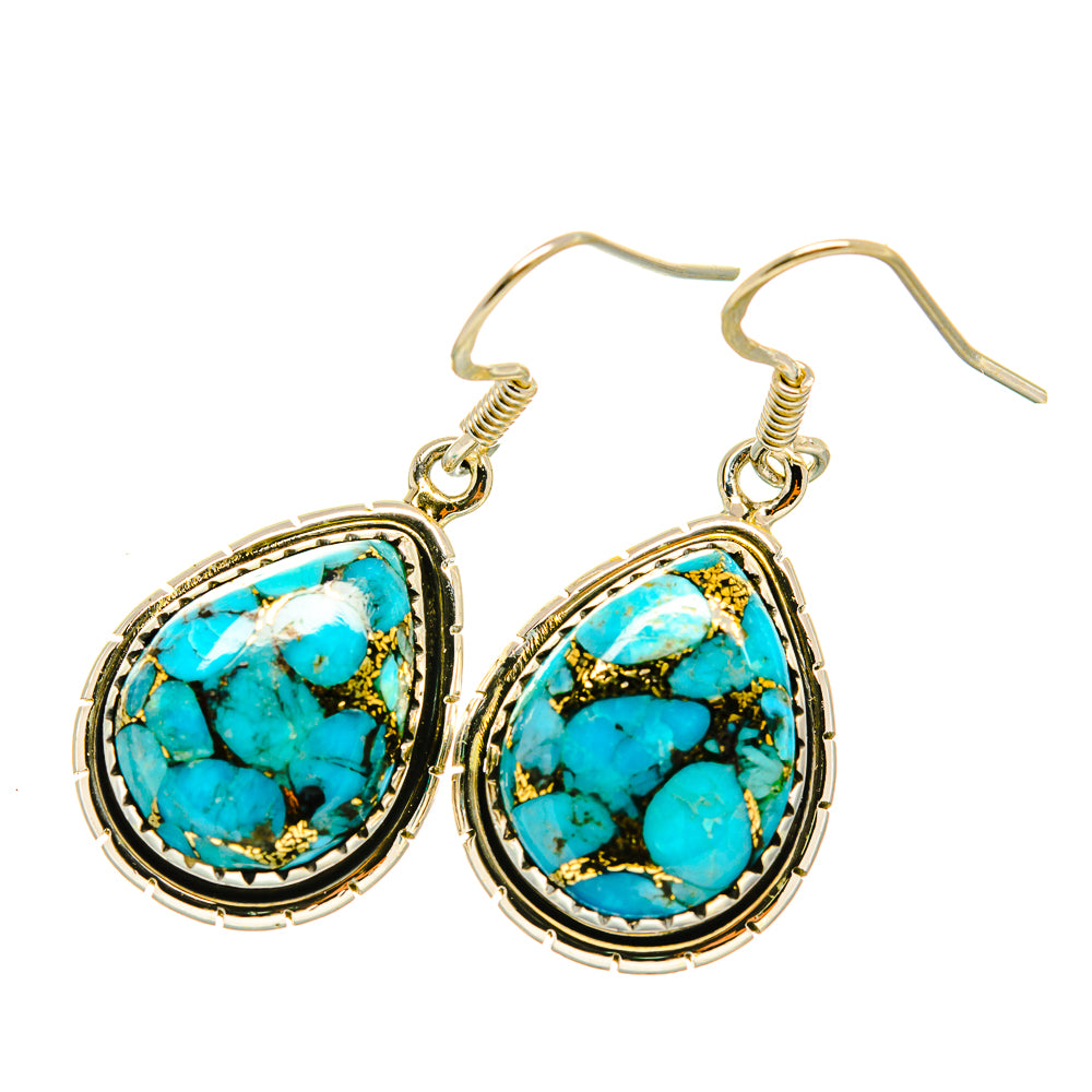 Blue Copper Composite Turquoise Earrings handcrafted by Ana Silver Co - EARR418892