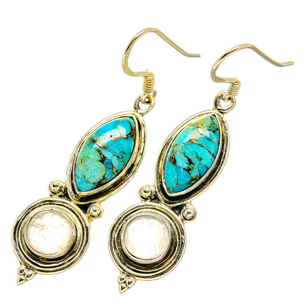 Blue Copper Composite Turquoise Earrings handcrafted by Ana Silver Co - EARR418925