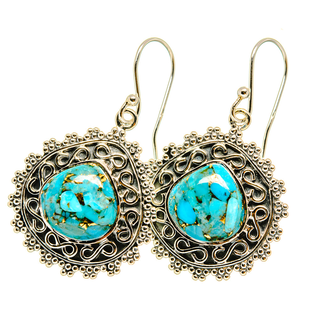 Blue Copper Composite Turquoise Earrings handcrafted by Ana Silver Co - EARR418997