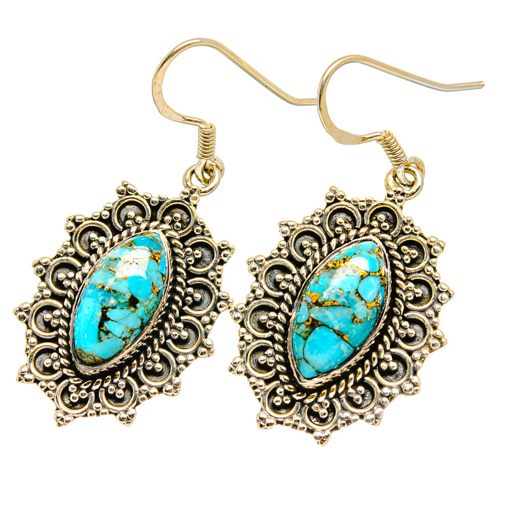 Blue Copper Composite Turquoise Earrings handcrafted by Ana Silver Co - EARR419103