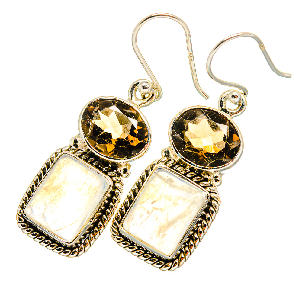 Rainbow Moonstone Earrings handcrafted by Ana Silver Co - EARR419327