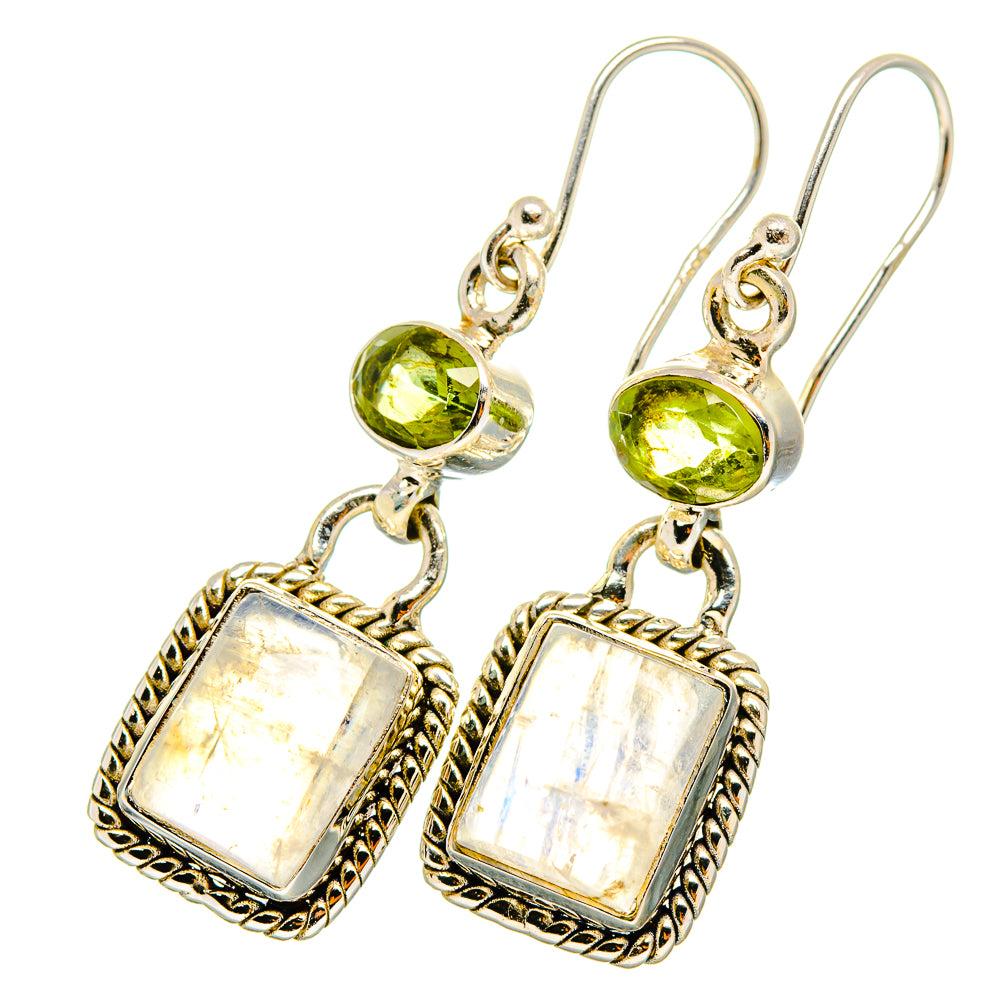 Rainbow Moonstone Earrings handcrafted by Ana Silver Co - EARR419373