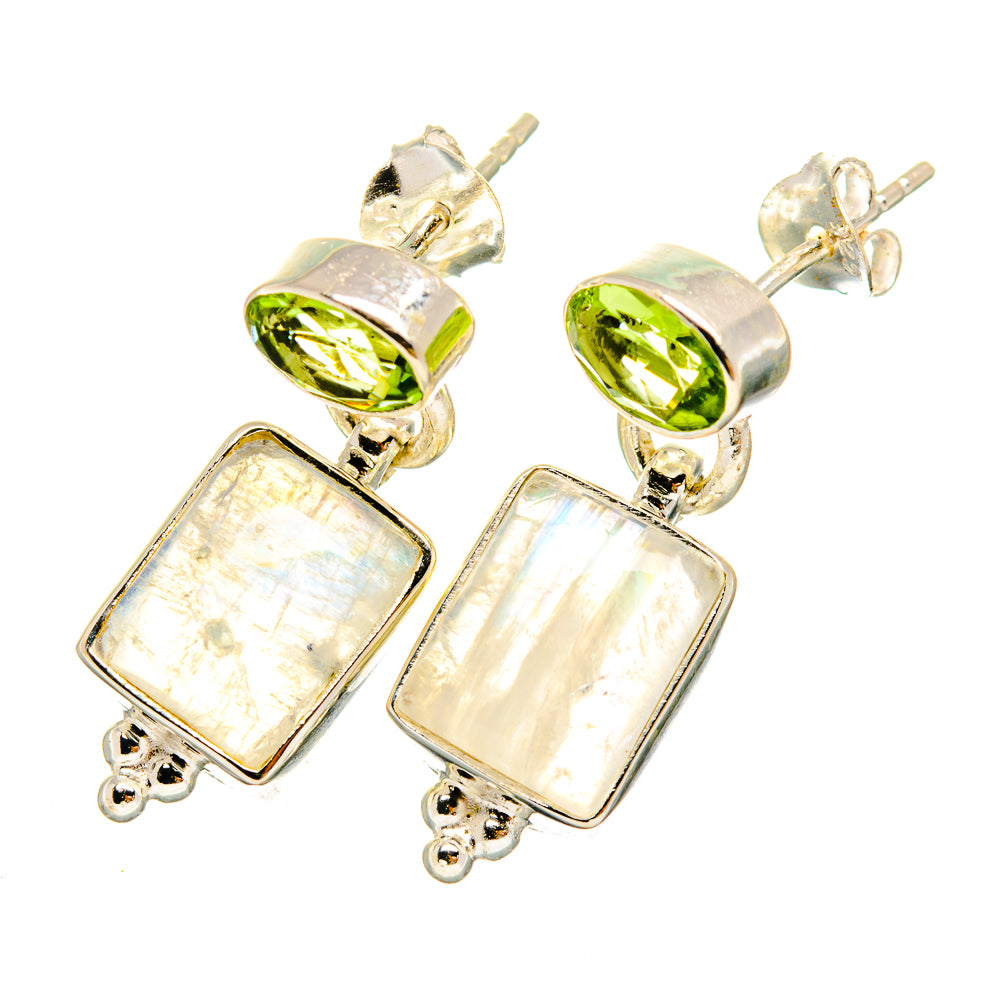 Rainbow Moonstone Earrings handcrafted by Ana Silver Co - EARR419464