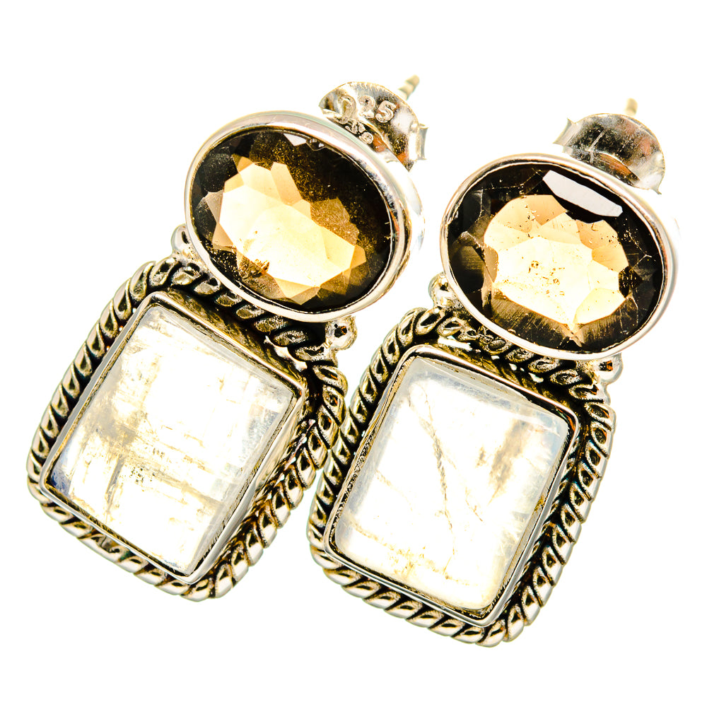 Rainbow Moonstone Earrings handcrafted by Ana Silver Co - EARR419495