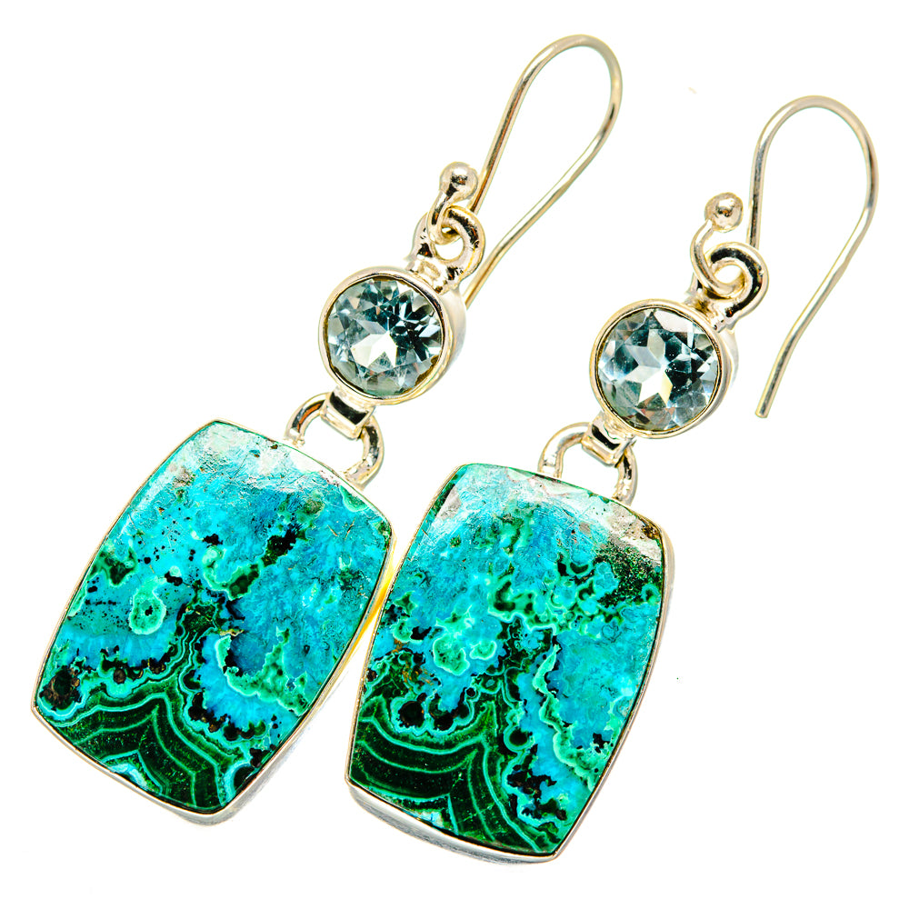 Malachite In Chrysocolla Earrings handcrafted by Ana Silver Co - EARR419863