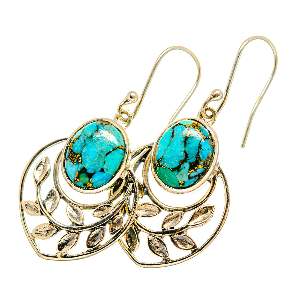 Blue Copper Composite Turquoise Earrings handcrafted by Ana Silver Co - EARR419913