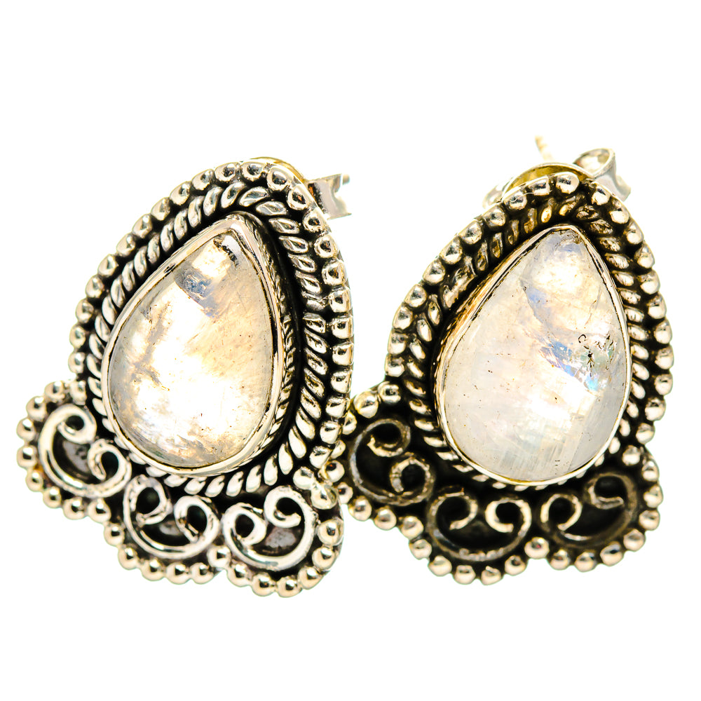 Rainbow Moonstone Earrings handcrafted by Ana Silver Co - EARR419981