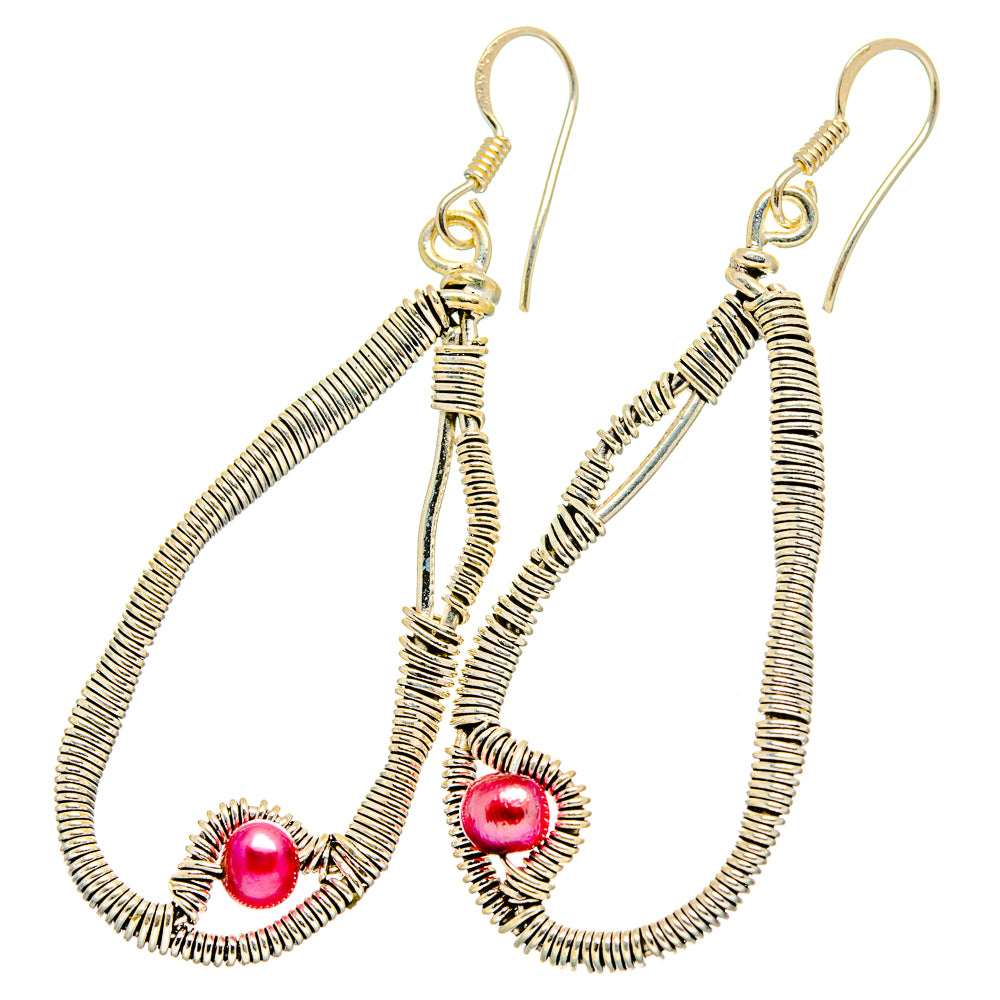 Pink Cultured Pearl Earrings handcrafted by Ana Silver Co - EARR420013