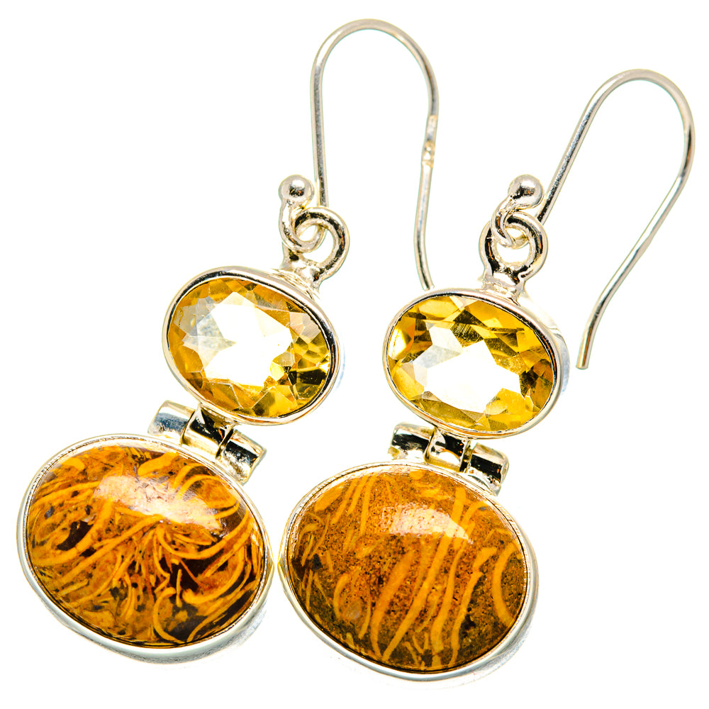 Palm Wood Jasper Earrings handcrafted by Ana Silver Co - EARR420035