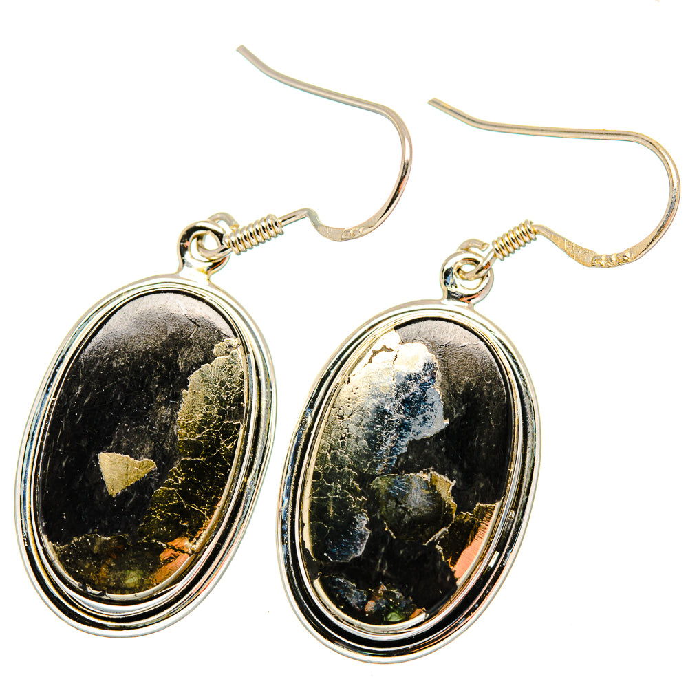 Pyrite In Black Onyx Earrings handcrafted by Ana Silver Co - EARR420070