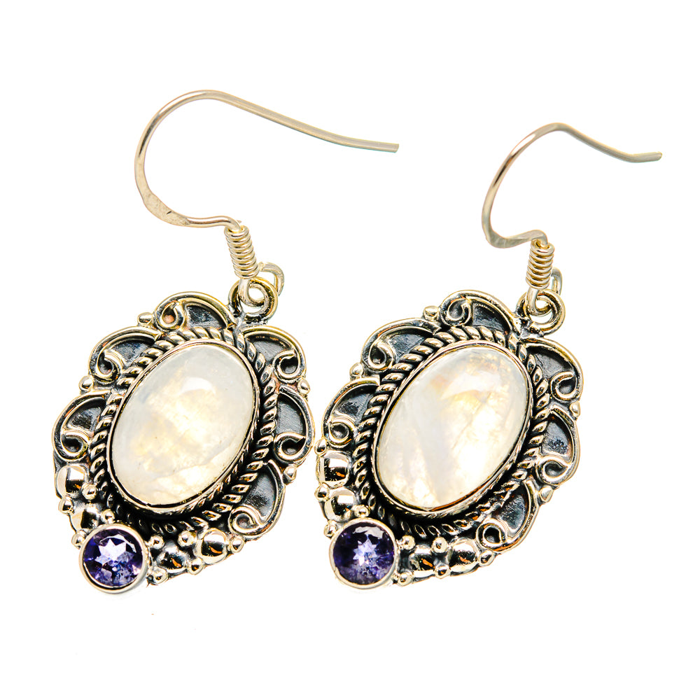 Rainbow Moonstone Earrings handcrafted by Ana Silver Co - EARR420170