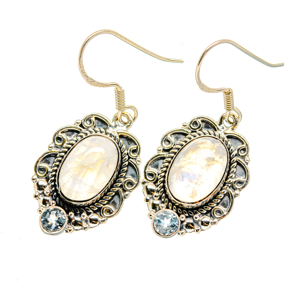 Rainbow Moonstone Earrings handcrafted by Ana Silver Co - EARR420218