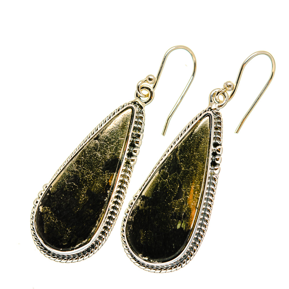 Pyrite In Black Onyx Earrings handcrafted by Ana Silver Co - EARR420241