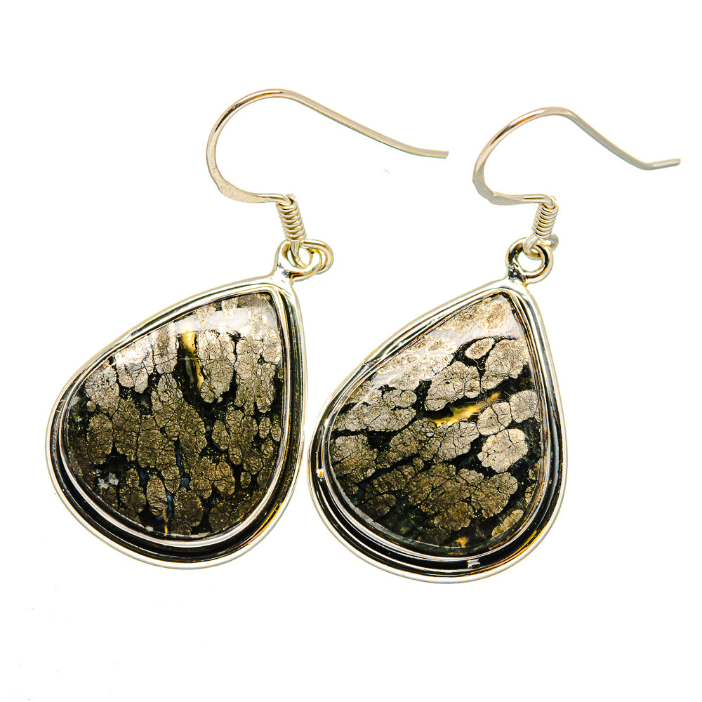 Pyrite In Black Onyx Earrings handcrafted by Ana Silver Co - EARR420249